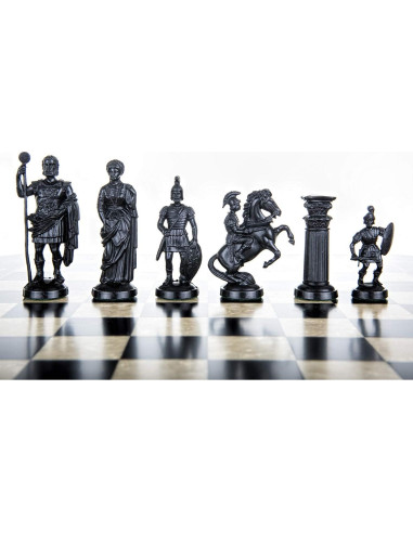Set de Piezas de Ajedrez Plástico Legión Romana 9,6 cm Negro/Dorado