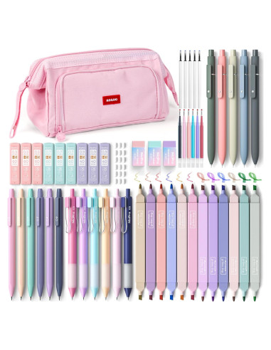 Conjunto de Papelería Nicpro 55PCS con Estuche Rosa