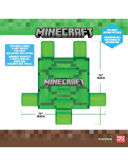 Flotador de piscina tortuga Minecraft Playview 182.88cm Flotador de piscina tortuga Minecraft Playview 182.88cm