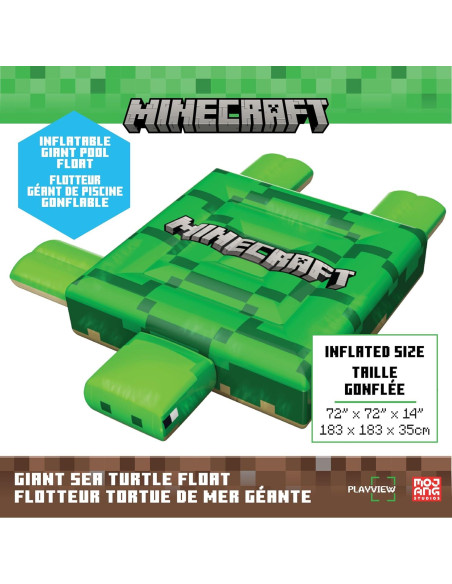 Flotador de piscina tortuga Minecraft Playview 182.88cm Flotador de piscina tortuga Minecraft Playview 182.88cm