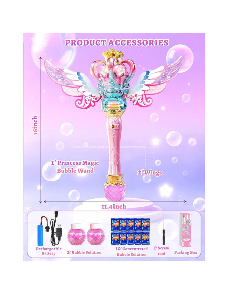 Varita de Burbujas Uregoio Rosa con Luz y Música para Niños Varita de Burbujas Uregoio Rosa con Luz y Música para Niños