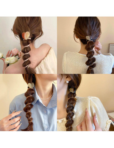4 Bandas para Cabello Espiral FQYN con Corazón - 5.08 cm