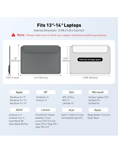 Funda para Laptop AboveTEK Gris 13-14" con Soporte Ergonómico