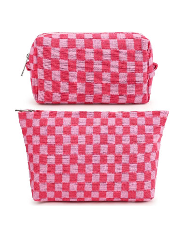 Bolsa de Maquillaje Grande SOIDRAM Cuadros Rosa 27.9x15.2 cm