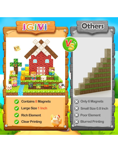 Bloques Magnéticos IGIVI 100PCS Granja Coloridos 2.54cm Bloques Magnéticos IGIVI 100PCS Granja Coloridos 2.54cm