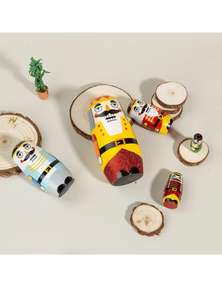 Juego de 5 Muñecas Matryoshka de Cascanueces de Madera Juego de 5 Muñecas Matryoshka de Cascanueces de Madera