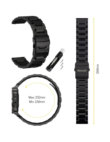 Banda de Acero Inoxidable Carbinox 22mm Ajustable para Reloj