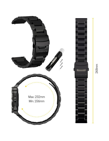 Banda de Acero Inoxidable Carbinox 22mm Ajustable para Reloj Banda de Acero Inoxidable Carbinox 22mm Ajustable para Reloj
