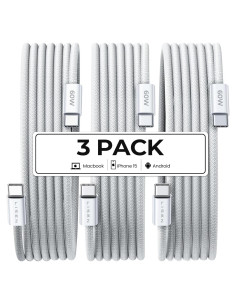Cable USB C a USB C LISEN 60W Carga Rápida 3Pack 2m Blanco