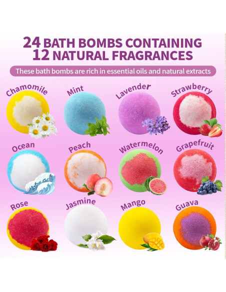 Set de 24 Bombas de Baño Aromáticas NEWFEIFAN - Hechas a Mano Set de 24 Bombas de Baño Aromáticas NEWFEIFAN - Hechas a Mano
