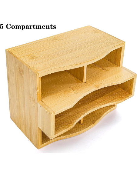 Soporte Giratorio de Bambú DEAYOU para Control Remoto 5 Compartimentos Soporte Giratorio de Bambú DEAYOU para Control Remoto 5 Compartimentos