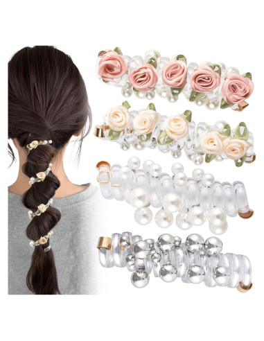 Diademas Espirales de Perlas VARMDUKKE - 4 Piezas Elegantes