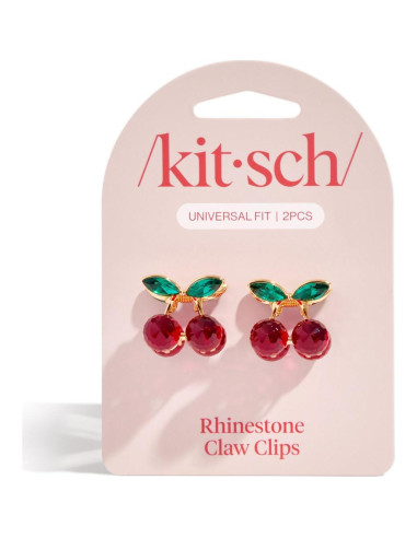 Clips de Garra Mini Kitsch Cereza con Rhinestones - 2 Pcs