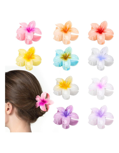 HAPTIME Clips de Garra de Flor Hawaiana - 10 Piezas Coloridas HAPTIME Clips de Garra de Flor Hawaiana - 10 Piezas Coloridas