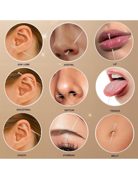 Kit Profesional de Inserción para Piercings 14G 16G 18G 20G Acero Inoxidable Kit Profesional de Inserción para Piercings 14G 16G 18G 20G Acero Inoxidable