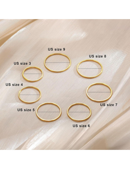 Anillos apilables de acero inoxidable dorados 1mm para mujer Anillos apilables de acero inoxidable dorados 1mm para mujer