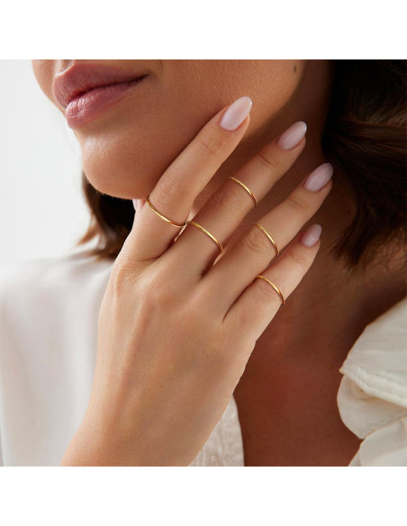 Anillos apilables de acero inoxidable dorados 1mm para mujer Anillos apilables de acero inoxidable dorados 1mm para mujer