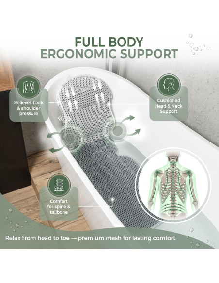 Almohada de Baño Ergonómica Solvara con Bandeja Gratis 127x40cm Almohada de Baño Ergonómica Solvara con Bandeja Gratis 127x40cm