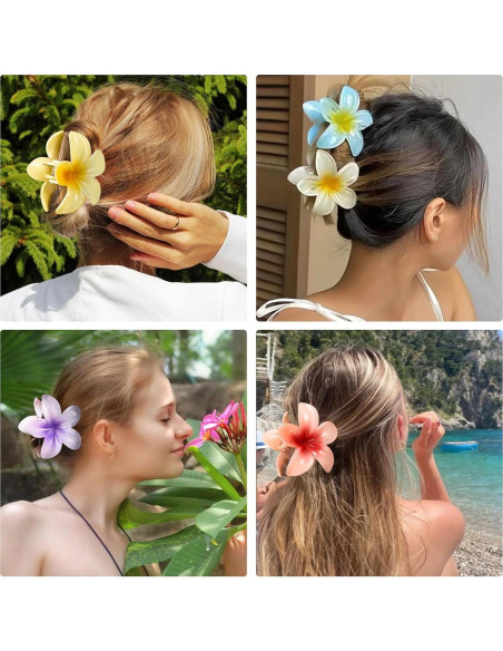 HAPTIME Clips de Garra de Flor Hawaiana - 10 Piezas Coloridas HAPTIME Clips de Garra de Flor Hawaiana - 10 Piezas Coloridas