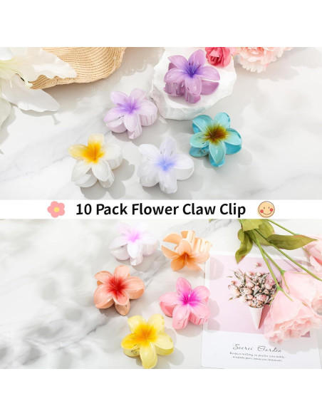 HAPTIME Clips de Garra de Flor Hawaiana - 10 Piezas Coloridas HAPTIME Clips de Garra de Flor Hawaiana - 10 Piezas Coloridas