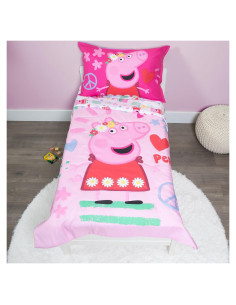Juego de Ropa de Cama Peppa Pig 4 Piezas Rosa Microfibra