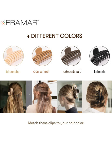 Ganchos para Cabello Grueso FRAMAR - Acabado Mate Antideslizante