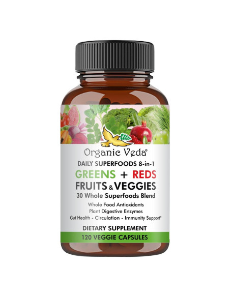 Cápsulas Orgánicas Veda 8 en 1 Superfoods 120 Veganas Cápsulas Orgánicas Veda 8 en 1 Superfoods 120 Veganas