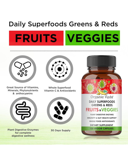 Cápsulas Orgánicas Veda 8 en 1 Superfoods 120 Veganas Cápsulas Orgánicas Veda 8 en 1 Superfoods 120 Veganas