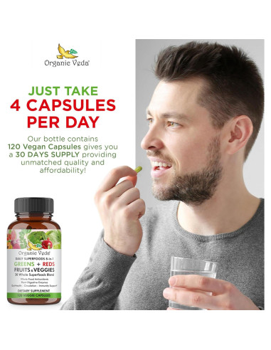 Cápsulas Orgánicas Veda 8 en 1 Superfoods 120 Veganas