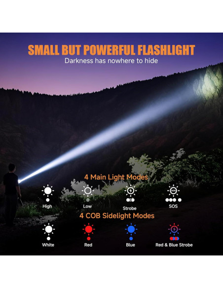 Linterna Táctica Recargable Banral K2406 LED 8 Modos Impermeable Linterna Táctica Recargable Banral K2406 LED 8 Modos Impermeable