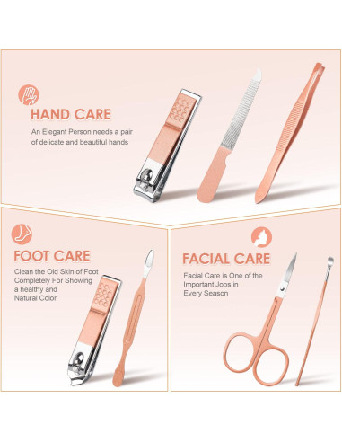 Juego de Manicura y Pedicura Meitio Oro Rosa Acero Inoxidable