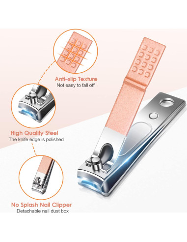 Juego de Manicura y Pedicura Meitio Oro Rosa Acero Inoxidable