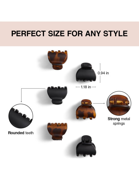 Clips de Garra Kitsch de Plástico Reciclado Tortuga y Negro 6 pcs Clips de Garra Kitsch de Plástico Reciclado Tortuga y Negro 6 pcs