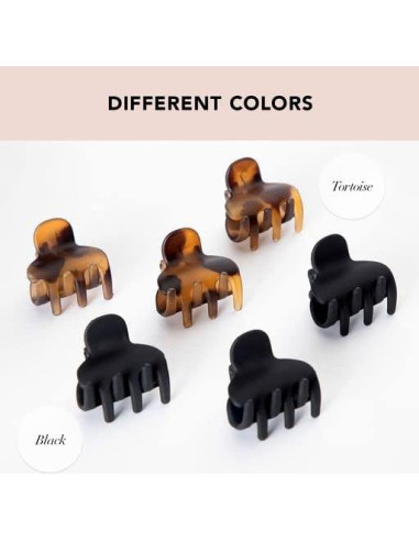 Clips de Garra Kitsch de Plástico Reciclado Tortuga y Negro 6 pcs