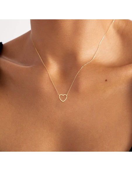 Collar de Corazón Dorado 18K para Mujeres y Niñas - 40.64cm Collar de Corazón Dorado 18K para Mujeres y Niñas - 40.64cm