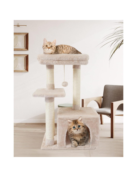 Árbol para Gatos FISH&NAP Beige con Rascador y Plataforma Árbol para Gatos FISH&NAP Beige con Rascador y Plataforma