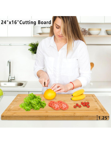 Tabla de Cortar de Bambú Utoplike 60.96 x 40.64 cm con Canal de Jugo