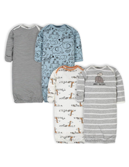 Vestidos de dormir Gerber unisex para bebés 0-6 meses - 4 piezas Vestidos de dormir Gerber unisex para bebés 0-6 meses - 4 piezas
