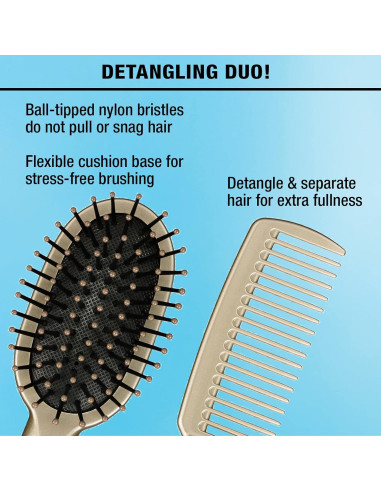 Juego de Cepillos y Peine Conair 2 Piezas - Desenredar y Peinar