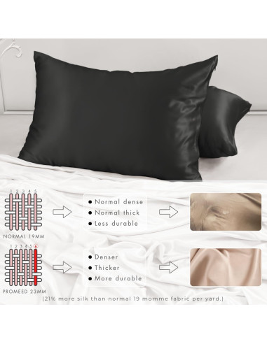 Funda de Almohada de Seda PROMEED 23 Momme 100% Morera - Negro