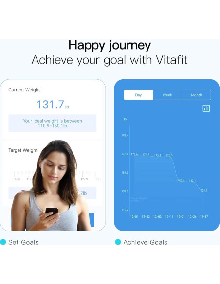 Báscula de Baño Inteligente Vitafit VT702 - 181.44kg, Análisis Corporal Báscula de Baño Inteligente Vitafit VT702 - 181.44kg, Análisis Corporal