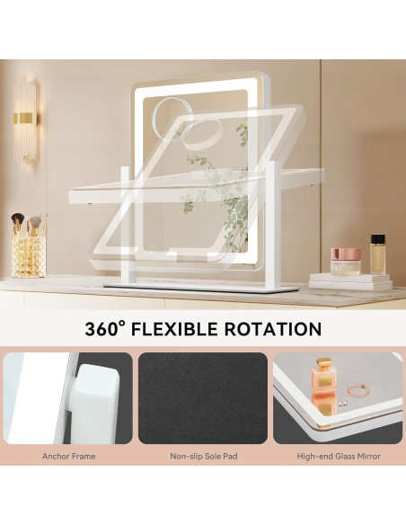 Conjunto de Escritorio de Tocador YITAHOME con Espejo LED Conjunto de Escritorio de Tocador YITAHOME con Espejo LED