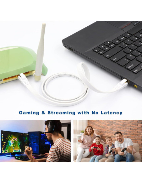 Cable Ethernet Cat 8 0.46 m Qiuean 2 Pack Alta Velocidad 40Gbps Cable Ethernet Cat 8 0.46 m Qiuean 2 Pack Alta Velocidad 40Gbps