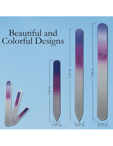 Set de 3 Limás de Uñas de Cristal P2P Nails - Azul