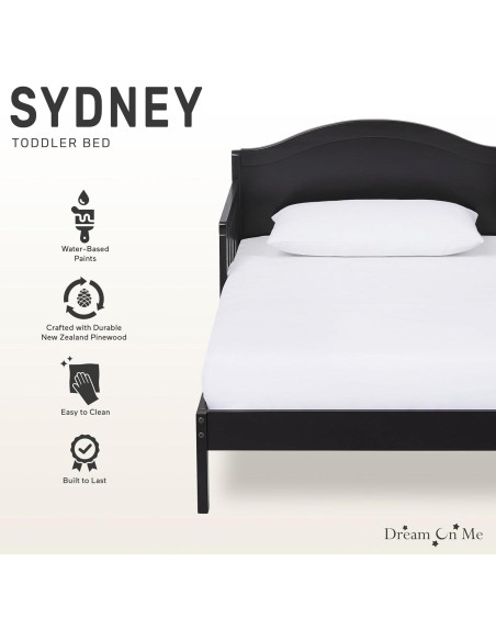 Cama para Niños Pequeños Dream On Me Sydney Negra - Madera de Pino Cama para Niños Pequeños Dream On Me Sydney Negra - Madera de Pino