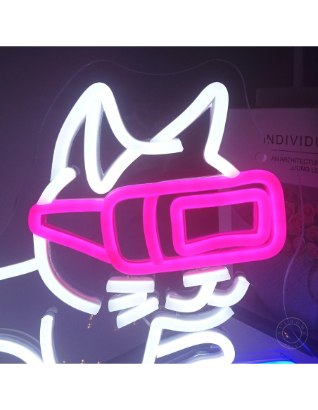 Luz Neon Gato Gamer SYLHOME 33x30cm USB Regulable Luz Neon Gato Gamer SYLHOME 33x30cm USB Regulable