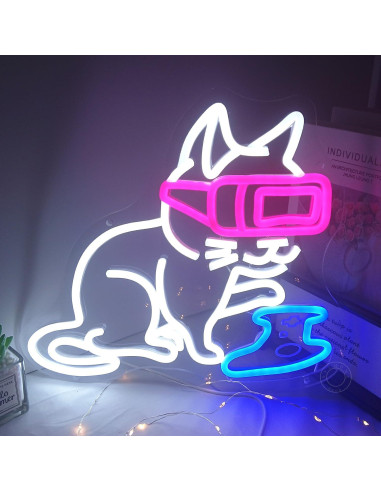 Luz Neon Gato Gamer SYLHOME 33x30cm USB Regulable
