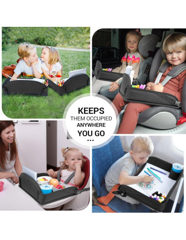 Bandeja de Viaje COOLBEBE para Niños - 2PCS, Negro, Portátil