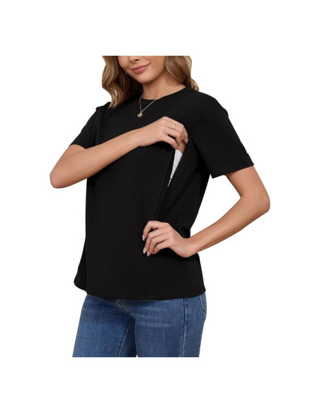 Camisa de Lactancia Ecavus con Cremallera Oculta - Negro Camisa de Lactancia Ecavus con Cremallera Oculta - Negro