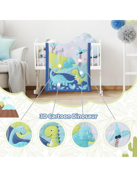 Conjunto de Ropa de Cuna Mini Wowelife Dinosaurios Azul 3 Piezas Conjunto de Ropa de Cuna Mini Wowelife Dinosaurios Azul 3 Piezas